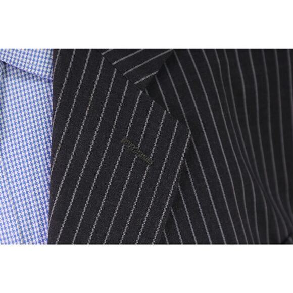 Armani Collezioni Charcoal Chalkstripe 3-Btn Wool Suit Blazer Jacket 48R - Picture 5 of 10